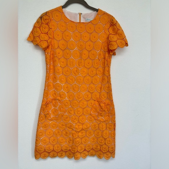 Shoshanna Tangerine Orange Eyelet Short Sleeve Dress Womens size 6 - Picture 1 of 6